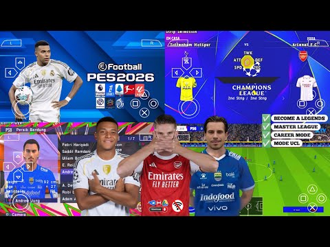 eFootball PES 2026 PPSSPP Android Offline Full Update UCL & League Kits 25/26 Season 4k Graphics