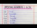 Ordinal Numbers 1 to 30 || 1 to 30 Ordinal numbers spelling || 1-30 Ordinal numbers