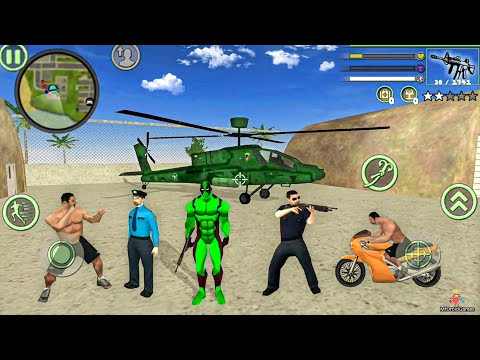 Green Deadpool Rope Hero Vice Town Crime Simulator #6 - Fun at NY City - Android Gameplay