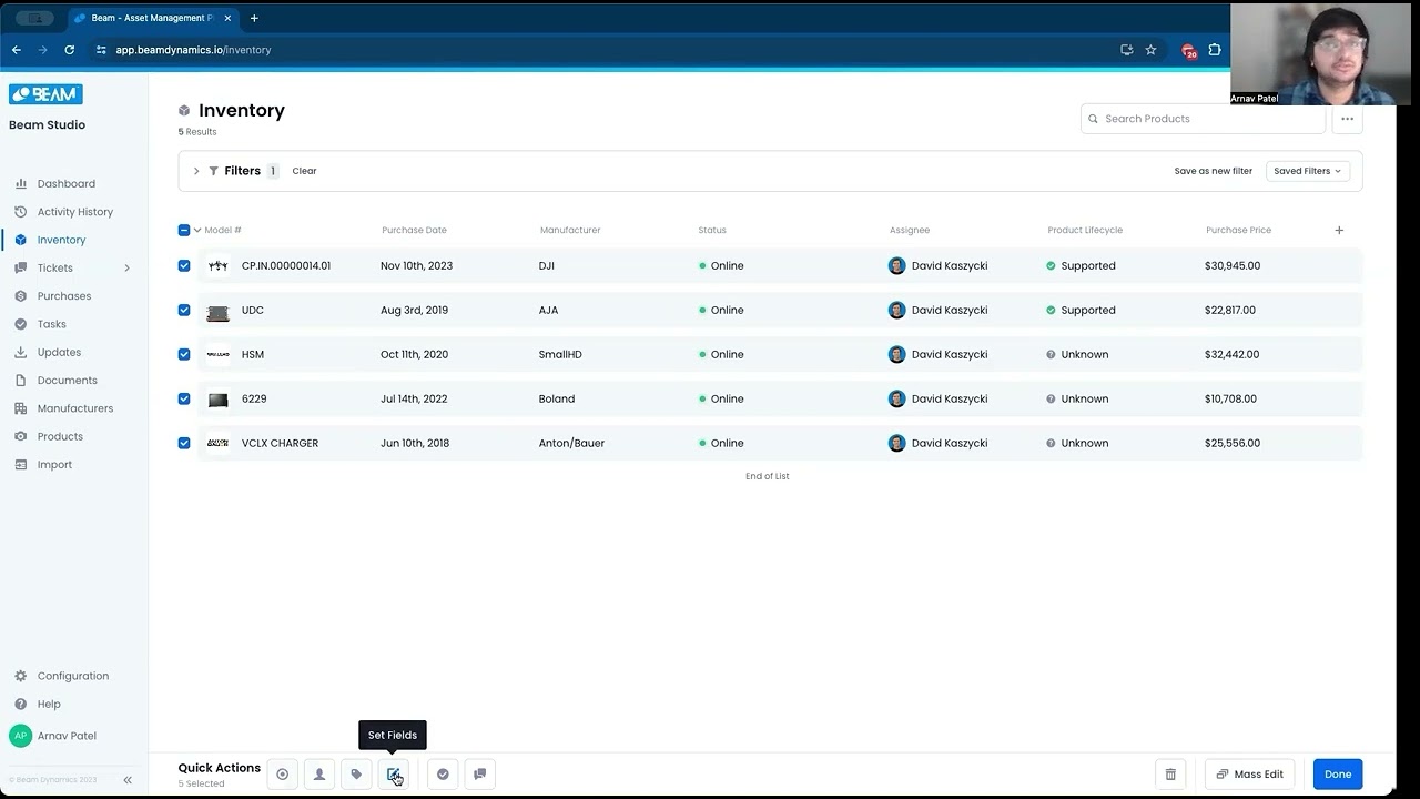 Batch Editing Asset Data Using Quick Actions