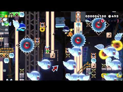 ミニ鬼畜スピン半自動   ~霊の祝~   Hold ZR ZR長押し by H/M/Z_Moki - Super Mario Maker 2 - No Commentary 1bz