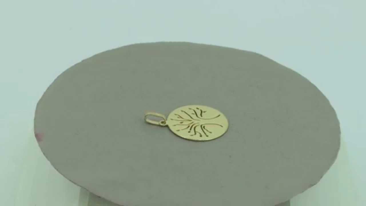 Pendentif rond en or jaunearbre de vie- www.e-bijouterie.com