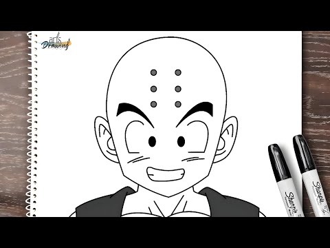 How to draw Krillin from Dragon Ball step by step