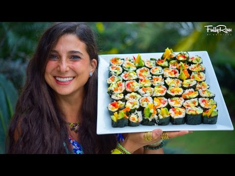 FullyRaw Vegan Mango Avocado Cucumber Sushi Rolls!
