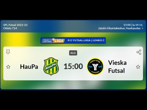 P17 Futsal-Liiga HauPa - Vieska Futsal klo 15:00