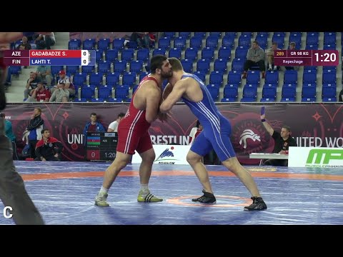 Repechage GR - 98 kg: S. GADABADZE (AZE) df. T. LAHTI (FIN), 6-1