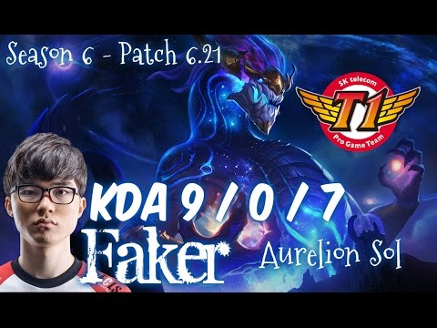 SKT T1 Faker AURELION SOL vs RYZE Mid - Patch 6.21 NA Ranked