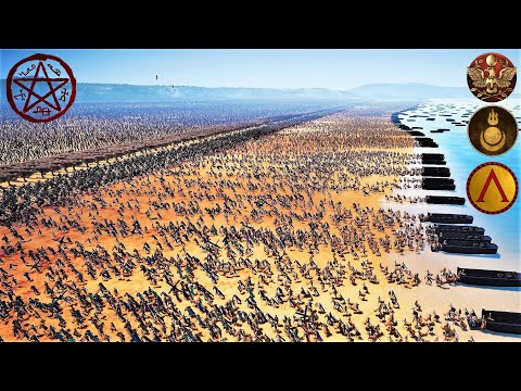 Romans, Spartans & Mongols Landing Vs 6,000,000 DEMONIC ARMY - Ultimate Epic Battle Simulator 2