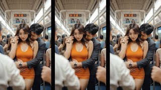 Rush Hour Stress | Women in Tight Space – Her Eyes Tells Everything #rush #seoul #rushhour #metro