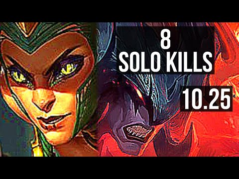 CASSIOPEIA vs AATROX (TOP) | 8 solo kills, 1300+ games, 14/2/4, 1.1M mastery | KR Master | v10.25