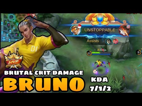 Brutal Crit Damage!? Enemy Auto Concede! Vanguard Elite Bruno MVP Gameplay! | Bruno | Mobile Legends