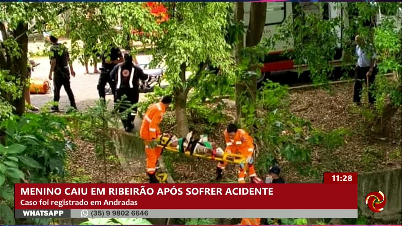 Menino cai em ribeirão após acidente de bicicleta em Andradas