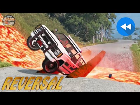 Cars vs Lava from Volcano | BeamNG.drive | Reversal