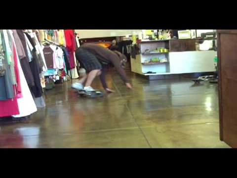 Powerslide on a Stowboard the Foldable Skateboard inside store