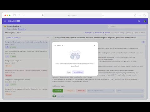 Switch on the Blind Mode for Unbiased Systematic Literature Reviews | Rayyan's New Interface