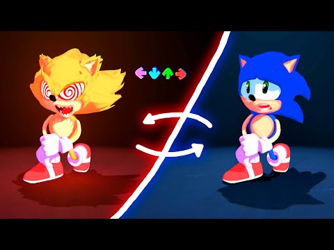 Fleetway Vs Sonic FNF 3D characters Test -  Phantasm Song Chaos Nightmare