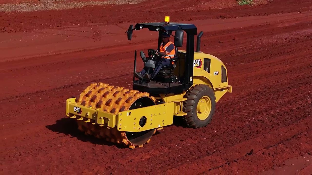 Cat CS7 Vibratory Soil Compactor with a Padfoot Shell Kit