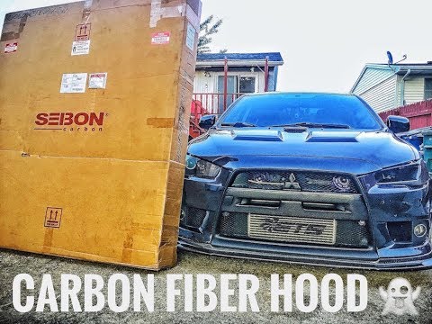 Carbon Fiber Hood Install // Evo X