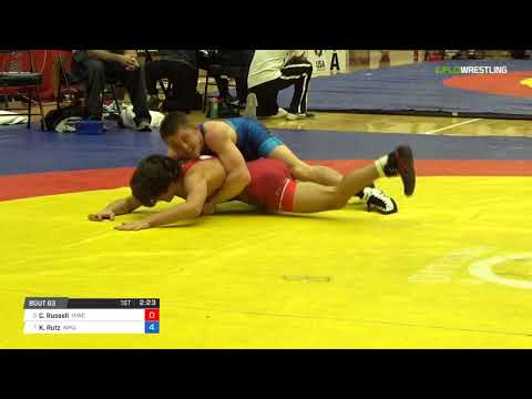 Greco-Roman 55 RR Rnd 3 - Camden Russell (MWC ) vs. Kyndall Rutz (NMU )
