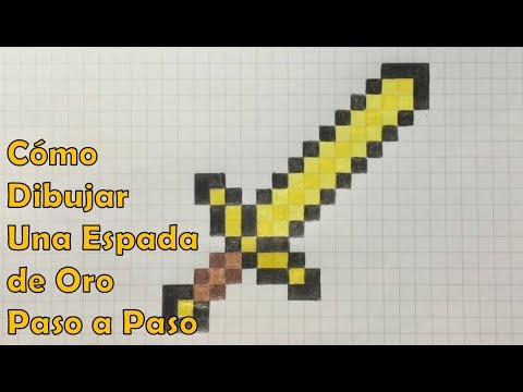 Cómo Dibujar Una Espada de Oro Minecraft 8-bit (PIXEL ART) TUTORIAL PASO A PASO!