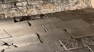 The crypt and headstones in the basement of St. Francis Seraph Catholic Church. Cincinnati, Ohio.