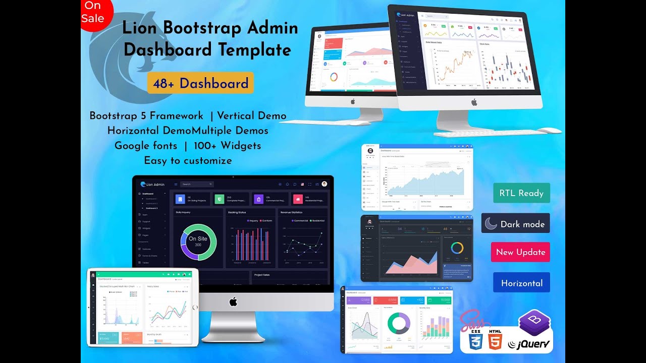 Responsive Bootstrap 5 Admin Template with UI Framework – Lion