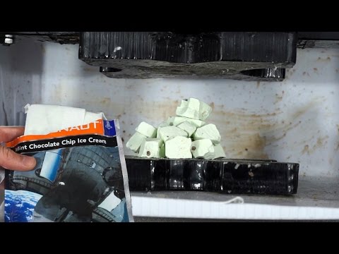 Freeze-Dried Astronaut Ice Cream Crushed In Hydraulic Press Video