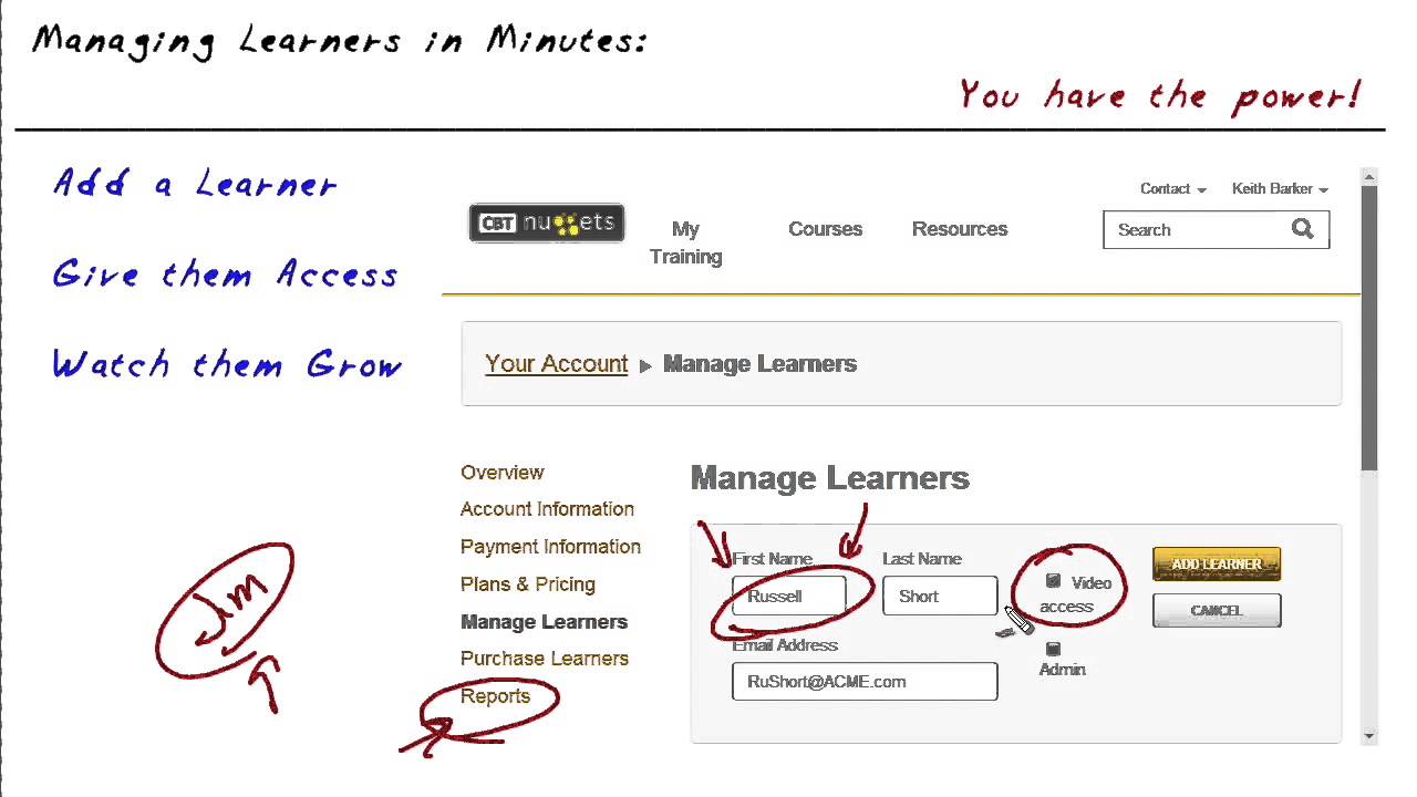 Managing CBT Nuggets Learners