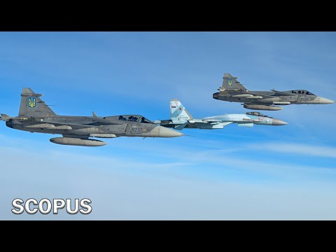 Ukrainian pilots intercept russian fighter jet with swedish JAS 39 Gripen