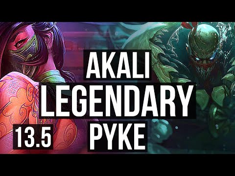 AKALI vs PYKE (MID) | Legendary, 17/2/3, 6 solo kills, 500+ games | KR Diamond | 13.5