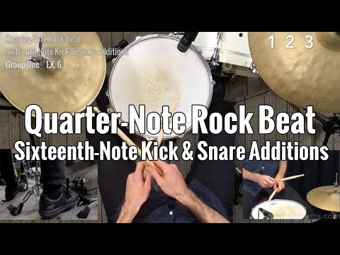 Quarter-Note Rock Beat: Sixteenth-Note Kick & Snare Ghost Note Additions - Intermediate Drum Lesson