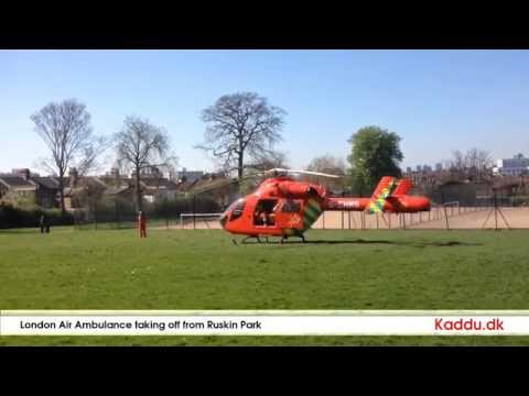 London Air Ambulance taking off from Ruskin Park, Lambeth