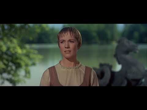 1965 The Sound of Music trailer frame with Julie Andrews on the Alpine meadow