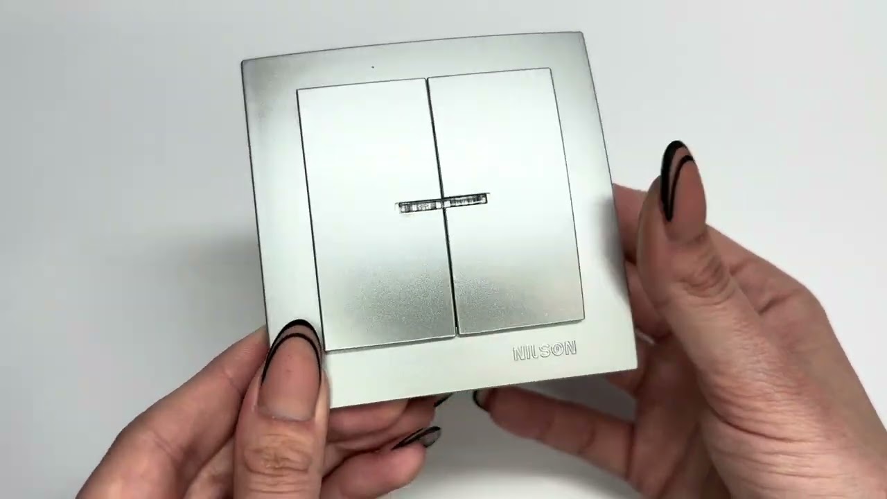 Выключатель двухклавишный с подсветкой NILSON Touran серебро 24131004