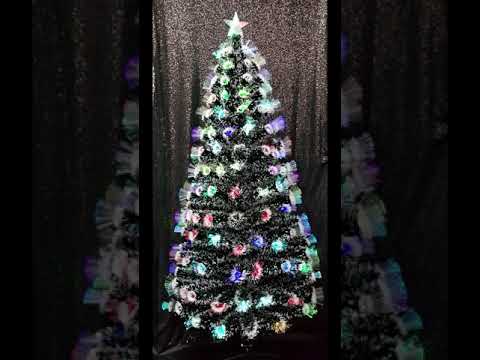 6ft Snow Tipped Green Christmas Tree with Multi-Coloured Starbursts