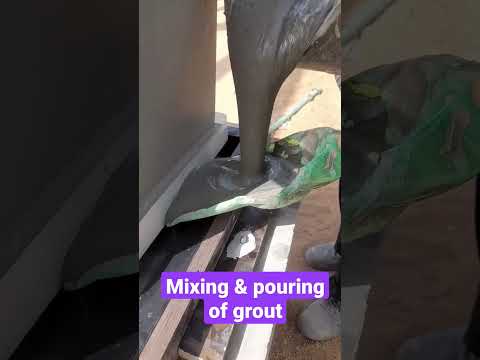 how to apply grout in  base of steel column 5cm thickness #groutingmixture#construction