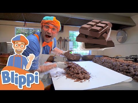 Blippi visita una fábrica de chocolates - Blippi Españo | Aprende Colores y Objetos