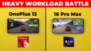 OnePlus 13 vs iPhone 16 Pro Max - Heavy Workload Test (Speed, Battery & Thermals)