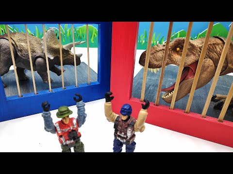 Dinosaur Prison Break With Dino Hunter! Jurassic World T-Rex, Triceratops In Danger 공룡 탈출