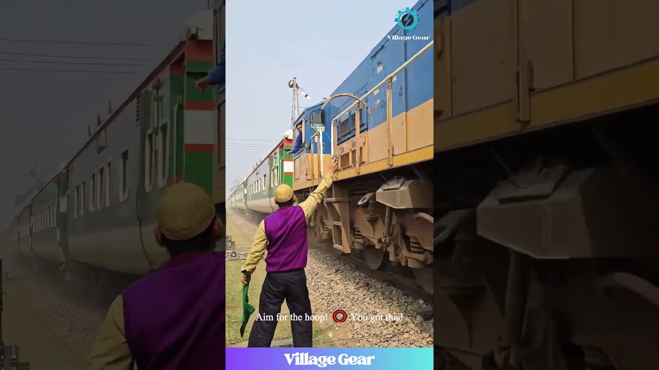 Train Token SNATCH! 🤯 This Railroad Hand-off is WILD! #trains #railfans #skills #oldschoolcool #wow