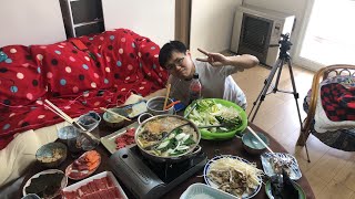 友人の引越し&仕事受かり祝いでラムしゃぶ&牛しゃぶパーティ生配信しながら雑談します！