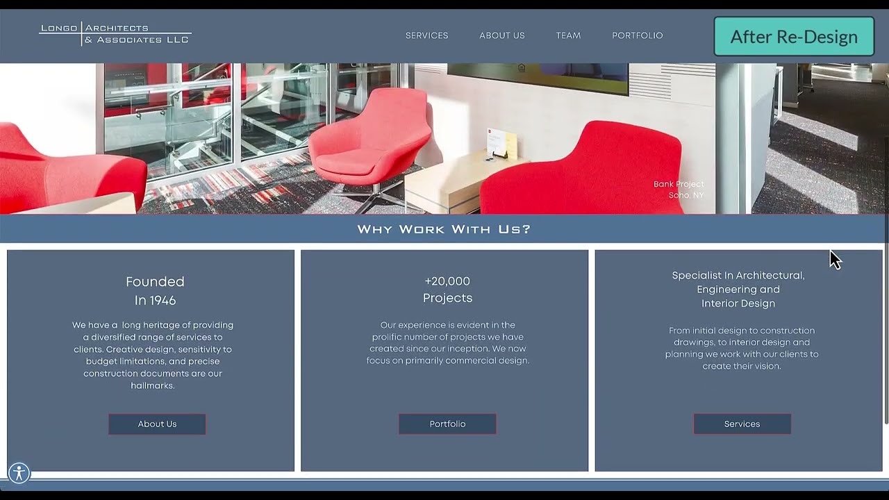 Before and After Website Redesign Longo Architects