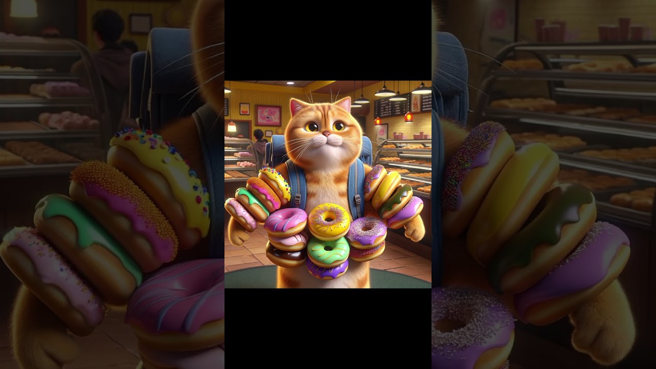 Donuts are useful for cats in many ways#aiart #catlover #aicat #catworld