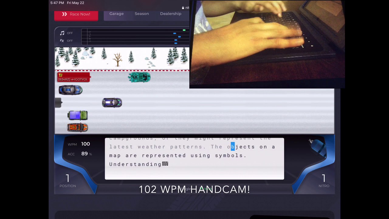 102 Wpm With HANDCAM! #nitrotype