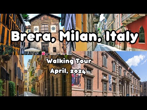 Brera, Italy Walking Tour - The Palazzo Brera, The Santa Maria del Carmine Church - 4K