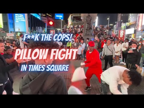 People Watching in Times Square: Pillow Fight in Manhattan • #1