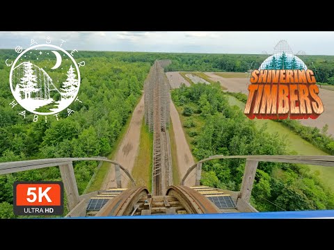 Shivering Timbers Front Seat POV 5K 60 FPS UHD OnRide | Legendary CCI Coaster | Michigan's Adventure