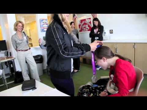 Olympic diver and silver medalist Abby Johnston visits our Rehab patients