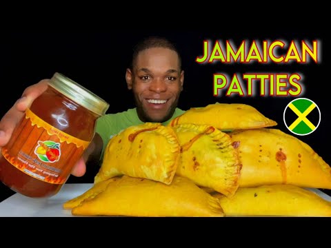 AUTHENTIC JAMAICAN FOOD MUKBANG | JAMAICAN JERK CHICKEN PATTIES | SAUCE DACKTA JERK SAUCE