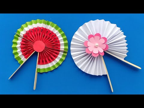 Cute Paper Pop Up Fans /DIY Watermelon Hand Fans |making paper fan /how to make a japanese paper fan